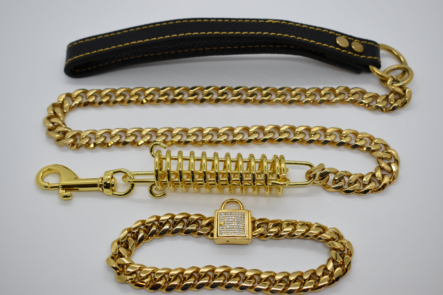BLING LOCK CUBAN COLLAR & LEASH SET image 0