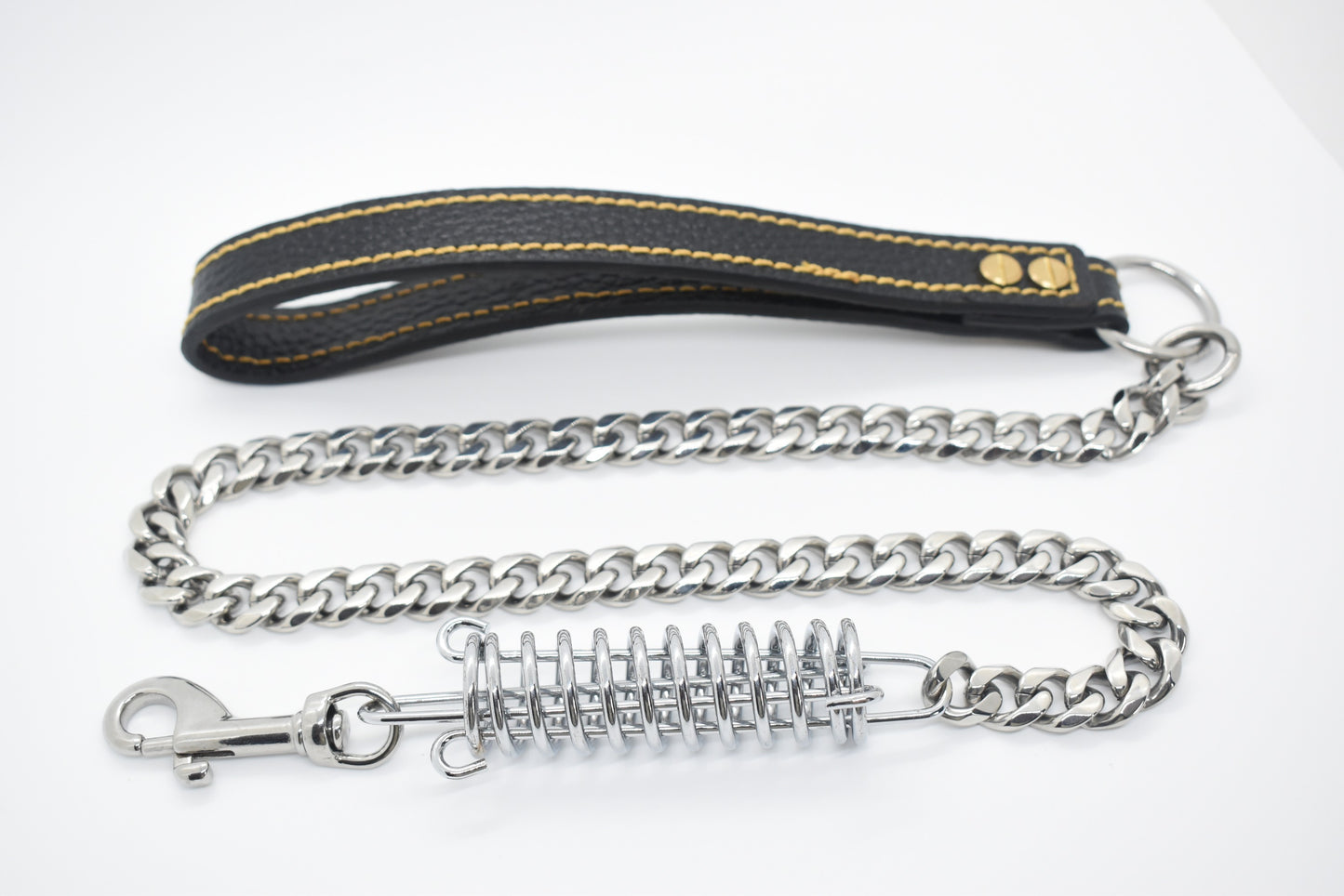 CUBAN LEASH W/ SPRING & LEATHER image 1