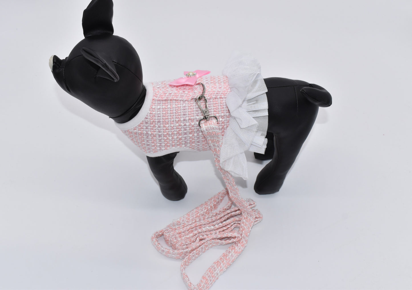 "BUBBLE GUM" KNIT TUTU DRESS W/ BOW & LEASH SET image 1