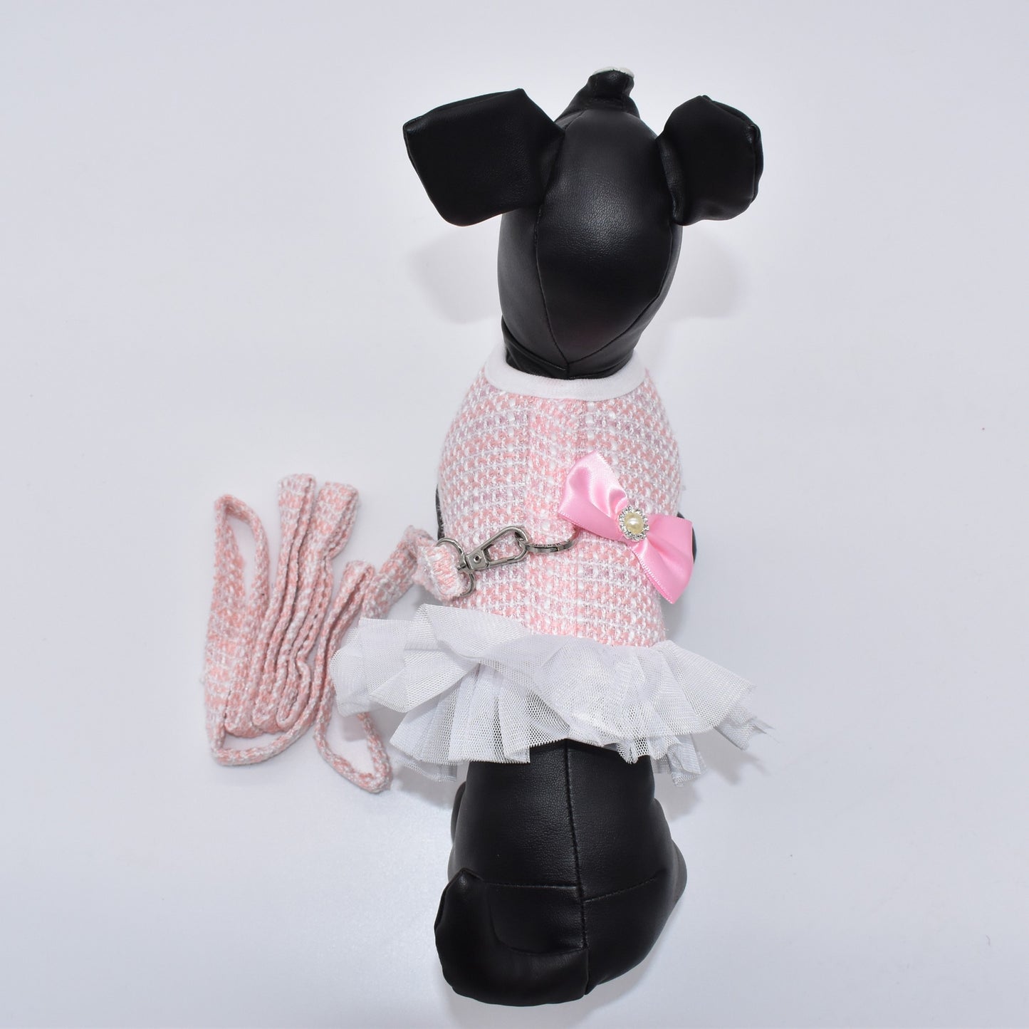 "BUBBLE GUM" KNIT TUTU DRESS W/ BOW & LEASH SET image 2