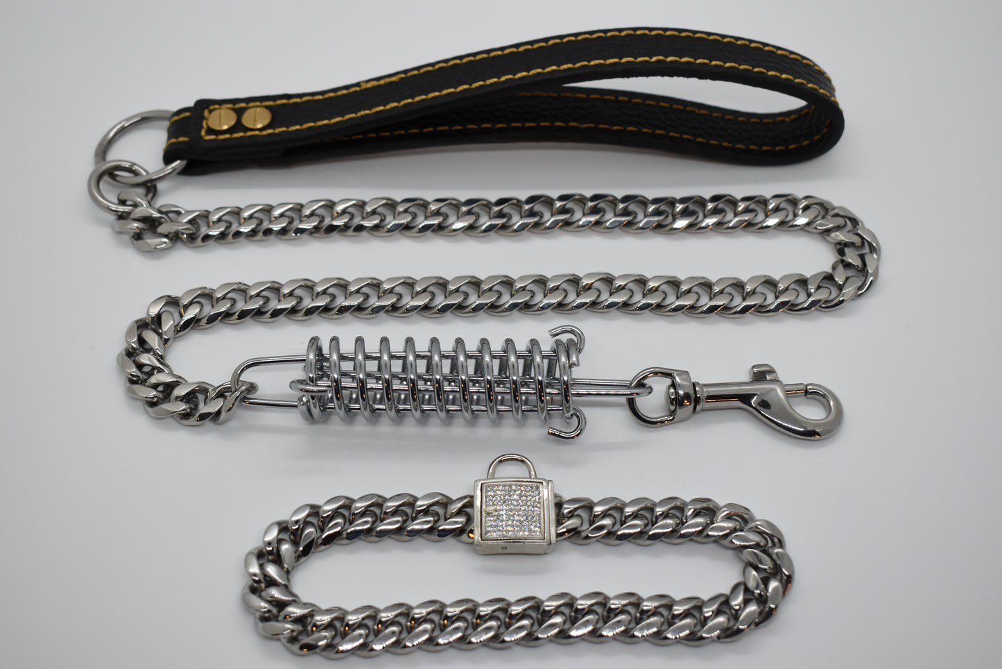 BLING LOCK CUBAN COLLAR & LEASH SET image 1