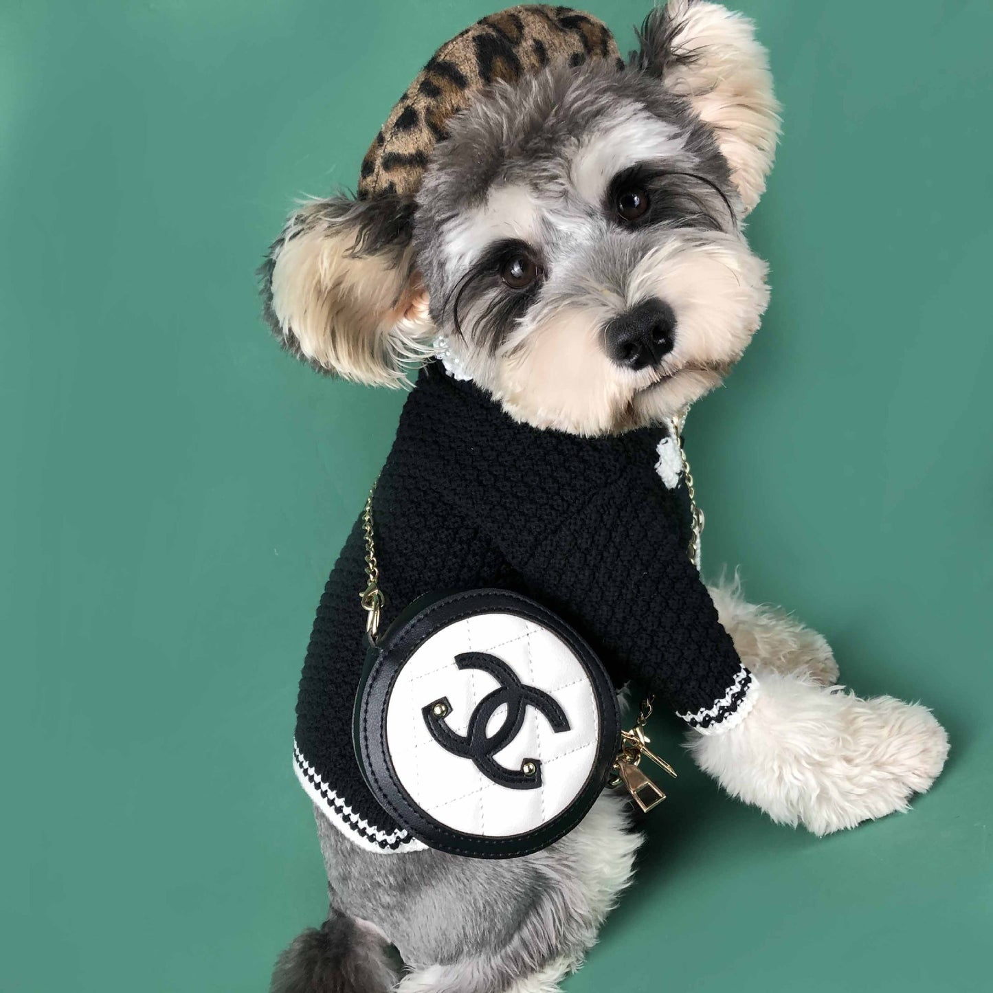 "LUX PUP" DOUBLE C PURSE W/ CHAIN & PIN image 1