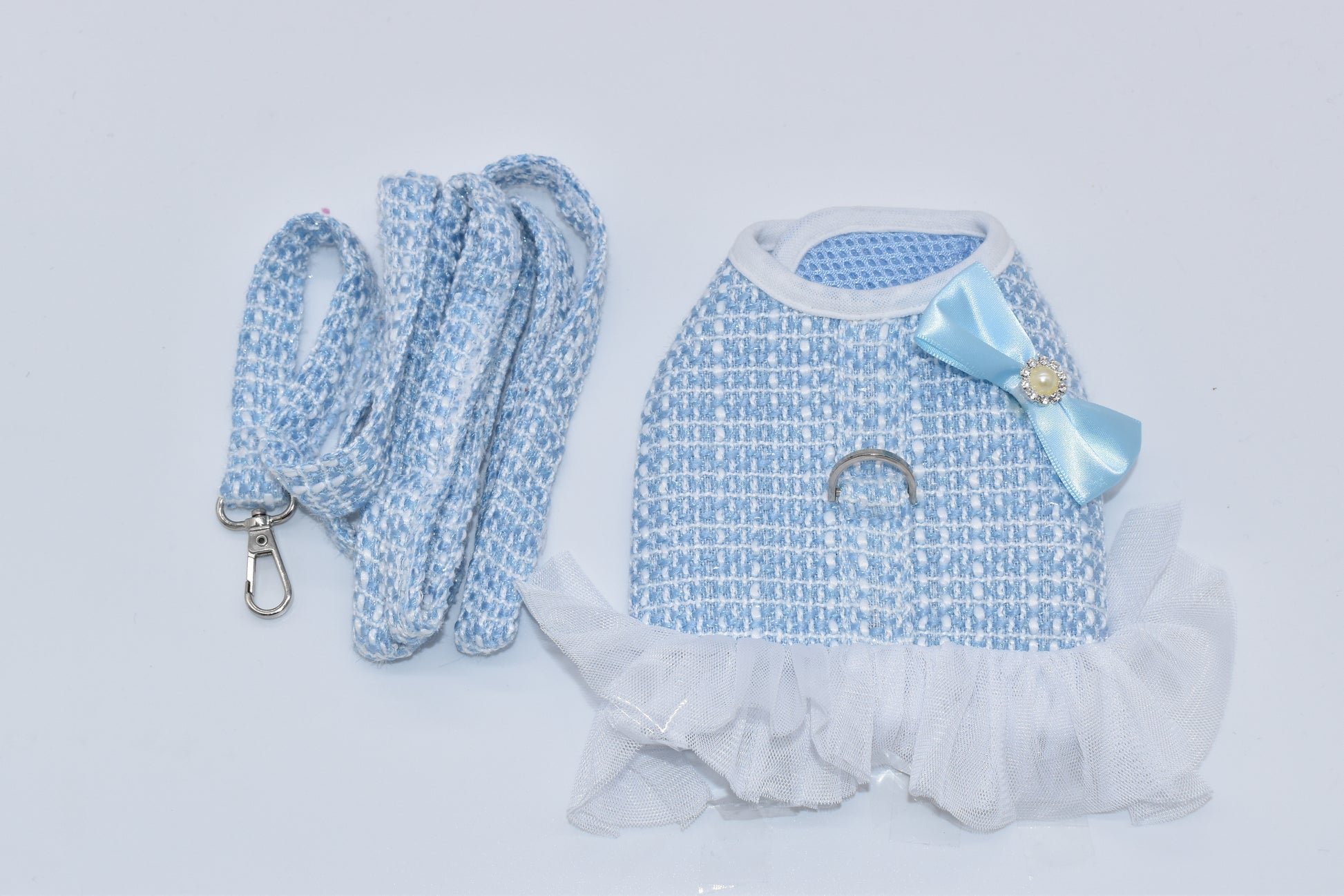 "SKY" KNIT TUTU DRESS W/BOW AND LEASH SET image 0