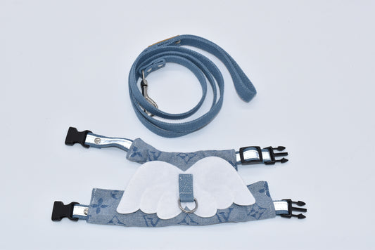 LV BLUE JEAN W/ WINGS HARNESS SET image 0