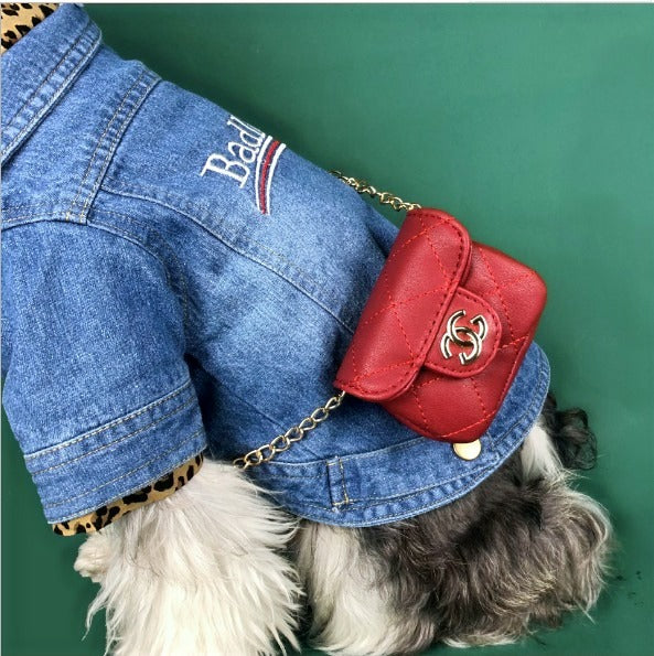 "LUX PUP" DOUBLE C PURSE W/ CHAIN & PIN image 7