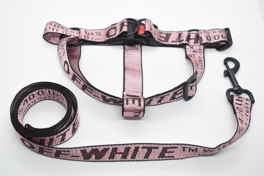 OFF PUP WHITE LEASH & HARNESS SET image 0