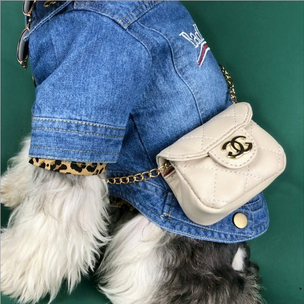 "LUX PUP" DOUBLE C PURSE W/ CHAIN & PIN image 9