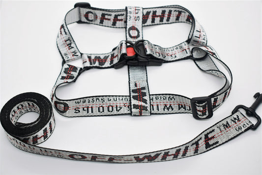 OFF PUP WHITE LEASH & HARNESS SET image 0