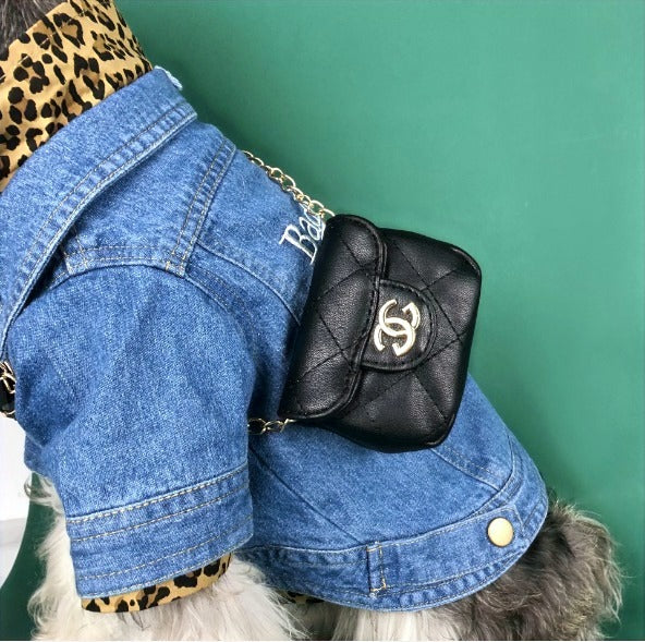 "LUX PUP" DOUBLE C PURSE W/ CHAIN & PIN image 8